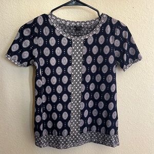 J. Crew Blue/White Print Blouse - XXS